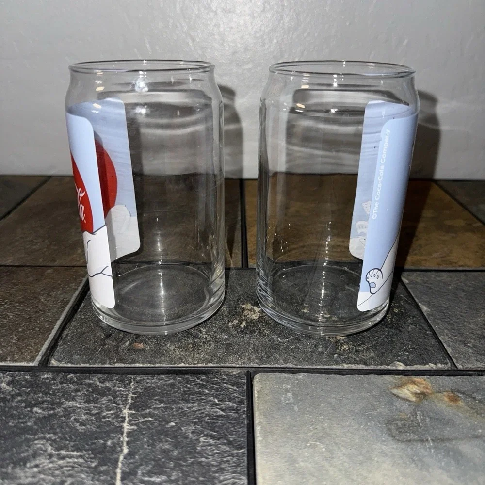 Rare Coca Cola Polar Bear Can Shaped Glasses Set